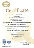 Certyfikat PN-EN ISO 9001:2009 (EN)